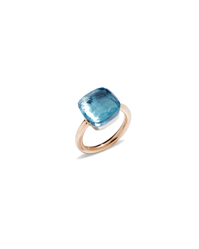 Pomellato Maxi-size Ring Rose Gold 18kt, White Gold 18kt, Blue Topaz (watches)
